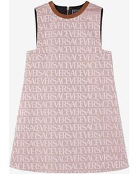 Versace - All-Over Logo Mini Dress - Lyst