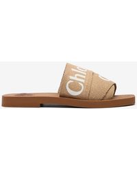 Chloé - Woody Logo Jacquard Flat Sandals - Lyst