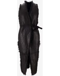 Rick Owens - Sl Cyclops Shearling Belted Coat - Lyst