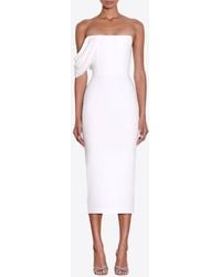 Alex Perry - Draped Corset Strapless Midi Dress - Lyst
