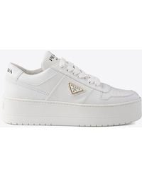 Prada - Downtown Bold Leather Sneakers - Lyst