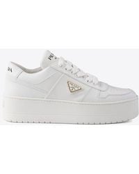 Prada - Downtown Bold Leather Sneakers - Lyst