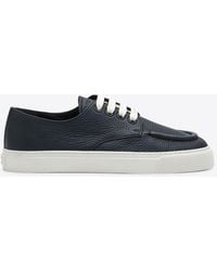 スニーカー PRADA BLUE BALTIC HAMMERED LEATHER SNEAKER Prada Blue Baltic hammered leather sneaker | TheDoubleF