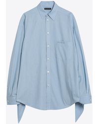 Balenciaga - Striped Knotted Cuffs Long-Sleeved Shirt - Lyst