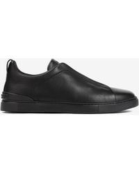 ZEGNA - Triple Stitch Deer Leather Sneakers - Lyst