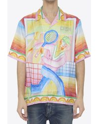 Casablancabrand - Crayon Tennis Player Bowling Shirt - Lyst