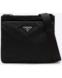 Prada - Re-Nylon Triangle Logo Messenger Bag - Lyst