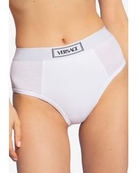 Versace - Logo Waistband Ribbed Bralette - Lyst