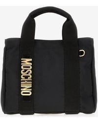 Moschino - Small Logo Plaque Tote Bag - Lyst