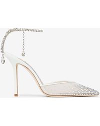 Jimmy Choo - Saeda 100 Crystal-Embellished Mesh Pumps - Lyst
