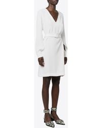 P.A.R.O.S.H. - V-Neck Belted Mini Dress - Lyst
