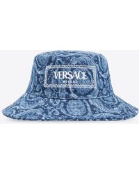 Versace - Barocco Pattern Denim Bucket Hat - Lyst