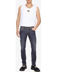 Dolce & Gabbana - Skinny Jeans With Abrasions - Lyst