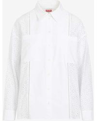 KENZO - Paneled Broderie Anglaise Shirt - Lyst