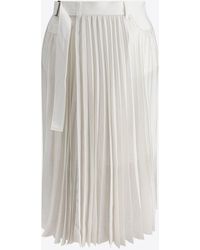 Sacai - Pleated Midi Skirt With Belt - Lyst