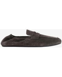 Prada - Suede Penny Loafers - Lyst