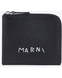 Marni - Logo-Embroidered Calf Leather Wallet - Lyst