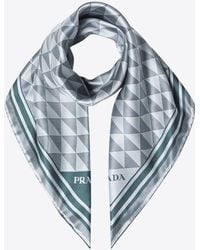 Prada - Geometric Print Silk Twill Scarf - Lyst