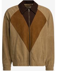 Valentino - Leather Zip-Up Paneled Jacket - Lyst
