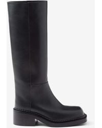 Prada - High Calfskin Leather Boot With Block Heel - Lyst