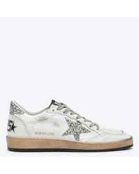 Golden Goose - Ball Star Low-top Leather Sneakers With Glittered Star - Lyst