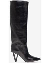 Versace - V2025 85 Calf Leather High-Knee Boots - Lyst