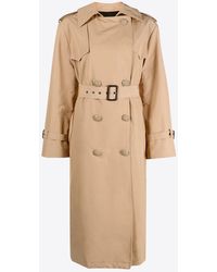 MSGM - Double-Breasted Logo-Embroidered Trench Coat - Lyst