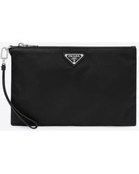 Prada - Triangle Logo Pouch Bag - Lyst