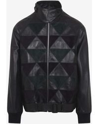 Lanvin - Geometric Jacquard Leather Bomber Jacket - Lyst