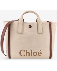 Chloé - Carry Logo Jacquard Raffia Top Handle Bag - Lyst