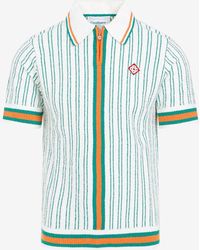 Casablancabrand - Striped Terry Polo T-Shirt - Lyst