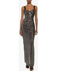 Dolce & Gabbana - Long Sequined Corset Dress - Lyst