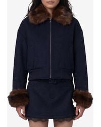 Self-Portrait - Zip-Up Jacket With Faux Fur Collar And Cuffs - Lyst