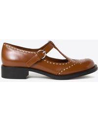 Miu Miu - T-Strap Leather Brogue Shoes - Lyst