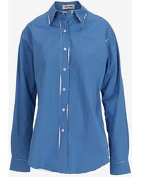 Miu Miu - Logo Embroidered Button-Up Shirt - Lyst