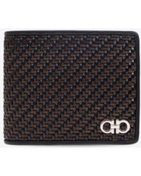 Ferragamo - Gancini Woven Leather Bi-Fold Wallet - Lyst
