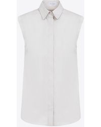 Brunello Cucinelli - Sleeveless Button-Up Shirt - Lyst