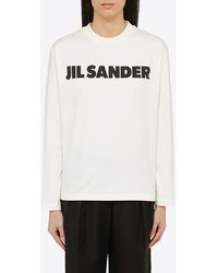 Jil Sander - Logo-Print Long-Sleeved T-Shirt - Lyst
