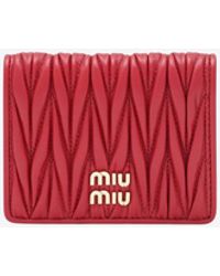 Miu Miu - Matelassé Nappa Leather Logo Wallet - Lyst