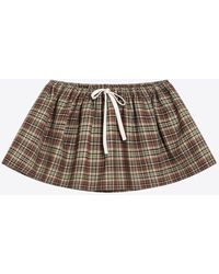 Miu Miu - Check Pattern Wool Mini Skirt - Lyst