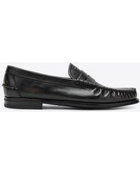 Prada - Aged Leather Loafers - Lyst