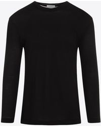 Lemaire - Long-Sleeved Silk T-Shirt - Lyst