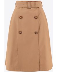 Burberry - Belted Midi Wrap Skirt - Lyst