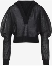 Alaïa - Long-Sleeved Linen And Silk Hooded Top - Lyst