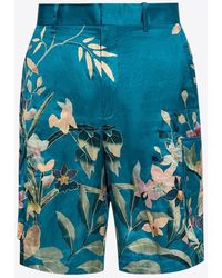 Etro - Floral Print Satin Shorts - Lyst
