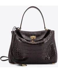 Balenciaga - Small Rodeo Croc-Embossed Leather Shoulder Bag - Lyst