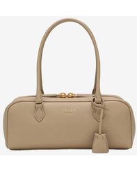 Prada - Triangle Logo Leather Top Handle Bag - Lyst