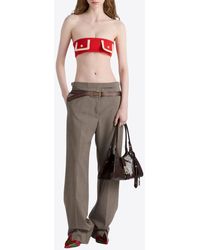 Prada - Printed Belt Technical Wool Pants - Lyst