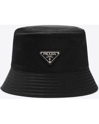 Prada - Logo-Triangle Bucket Hat - Lyst