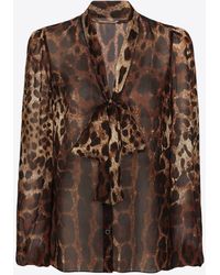 Dolce & Gabbana - Animalier Print Silk Shirt - Lyst